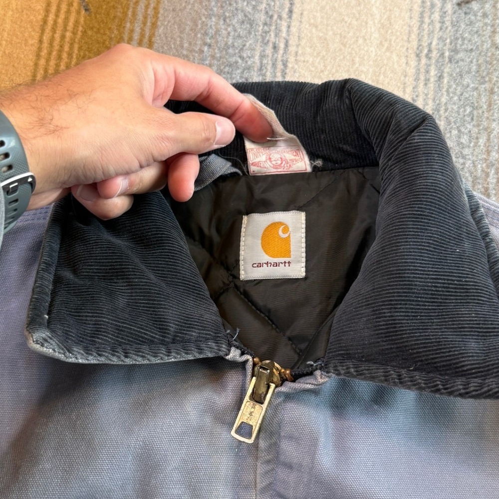 Carhartt Arctic Quilt Lined Duck Traditional Coat Blue Gray Vintage Made in USA - Picture 5 of 16